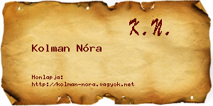 Kolman Nóra névjegykártya