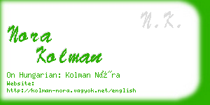 nora kolman business card